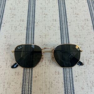 Like new Ray-Ban Hexagonal Polarized Gold Frame Sunglasses